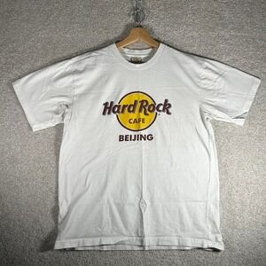 Vintage Hard Rock Cafe Beijing china white graphic tee shirt tshirt Size L